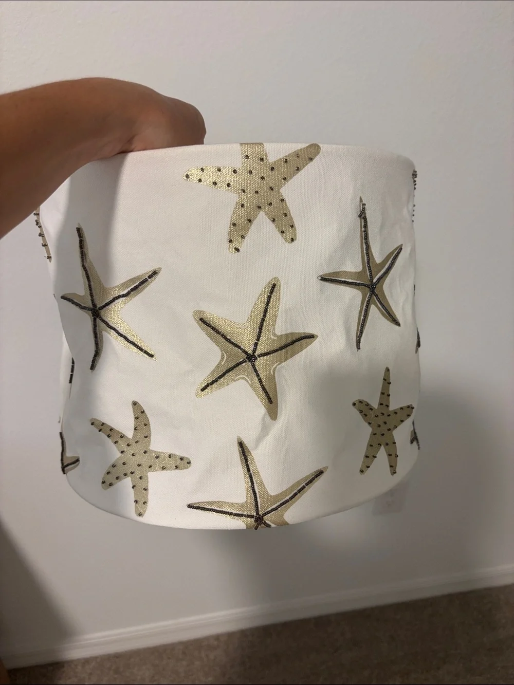 Decorative Starfish Canvas lamp shade - White and Gold